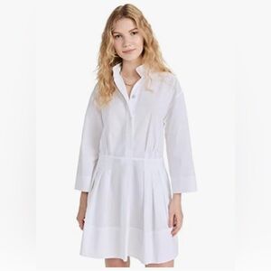 Vince womens Fitted Band Collar Mini Dress - Optic White (XL)